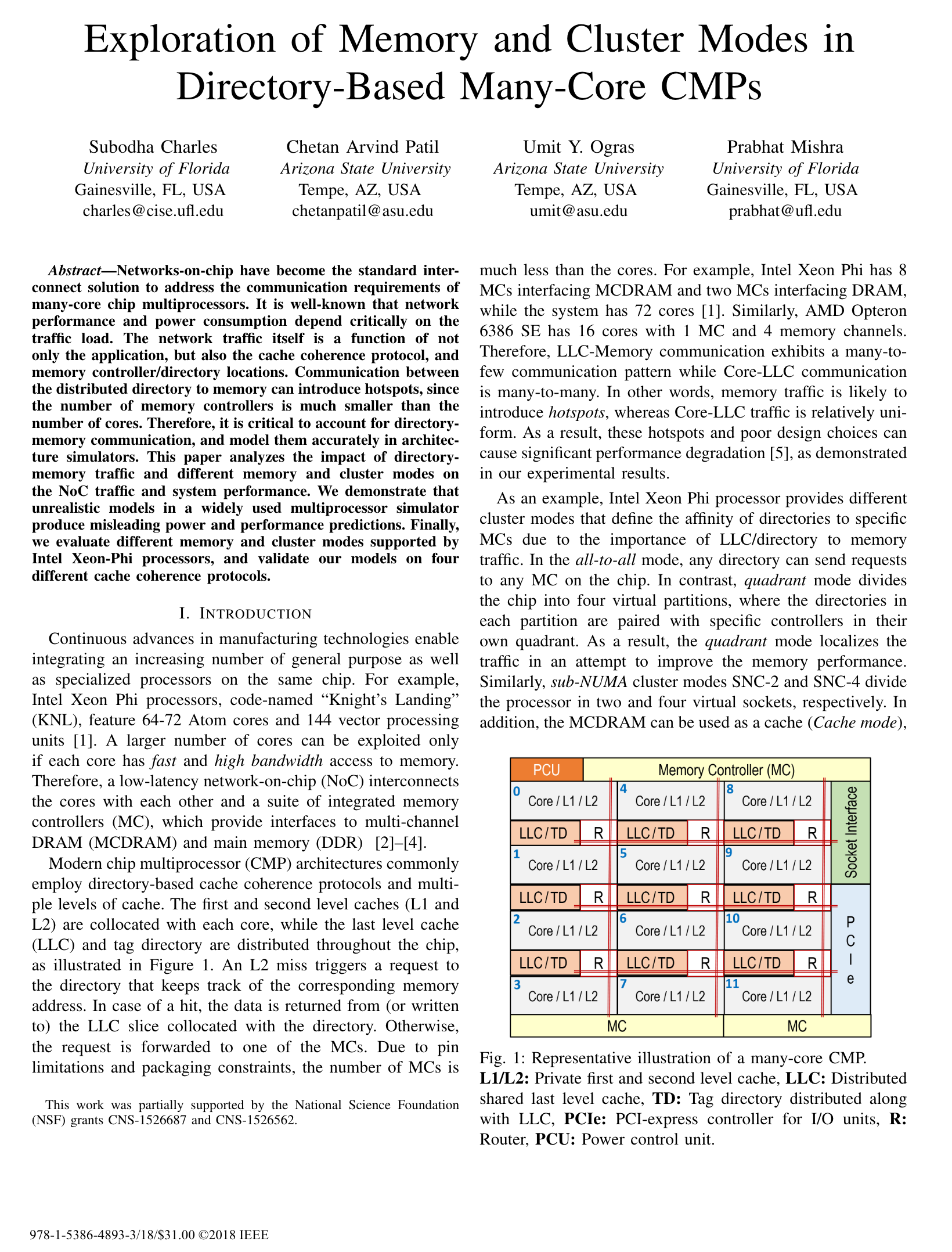 Exploration of Memory and Cluster Modes in Directory-Based Many-Core CMPs.