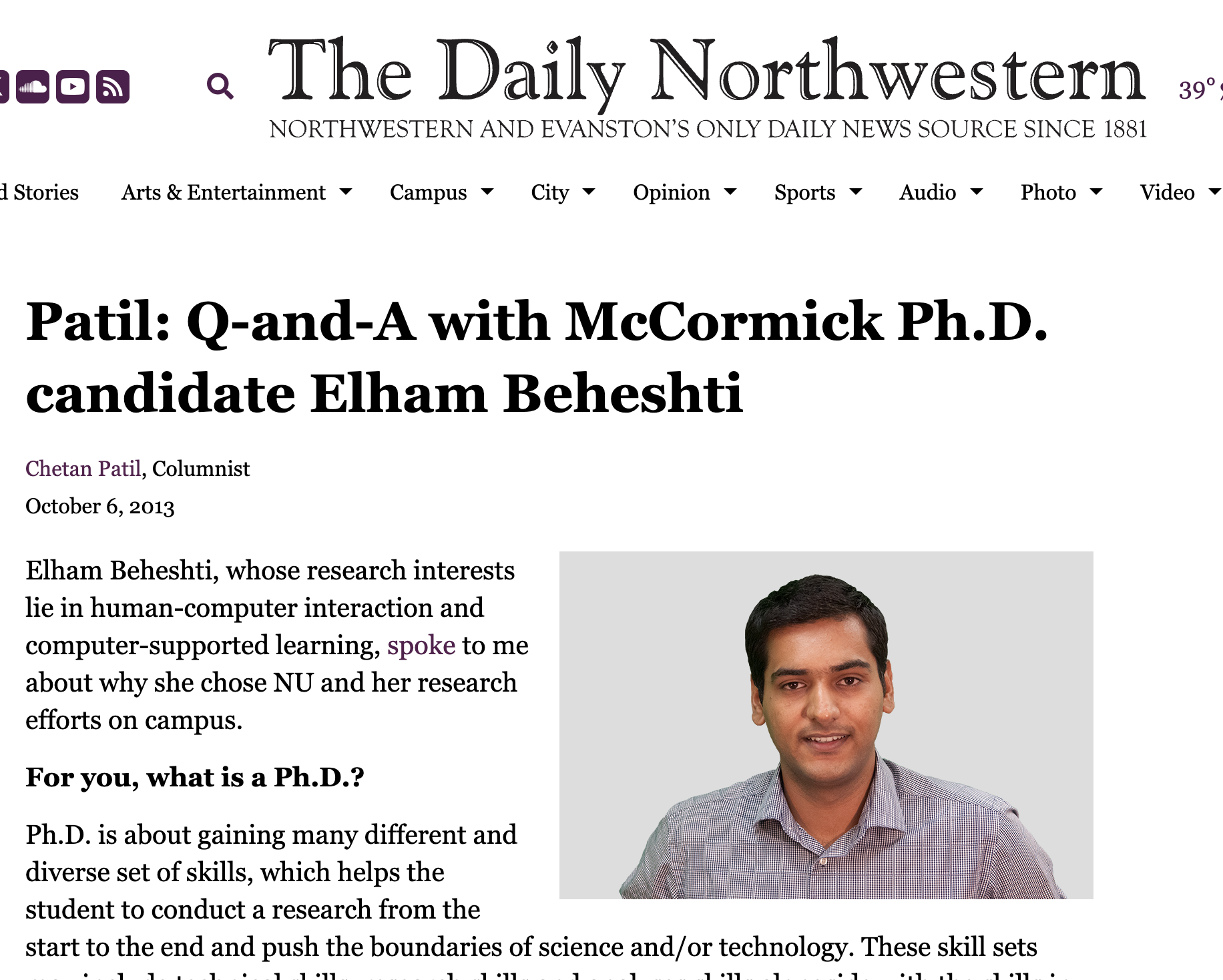 Q-and-A With McCormick Ph.D. Candidate Elham Beheshti