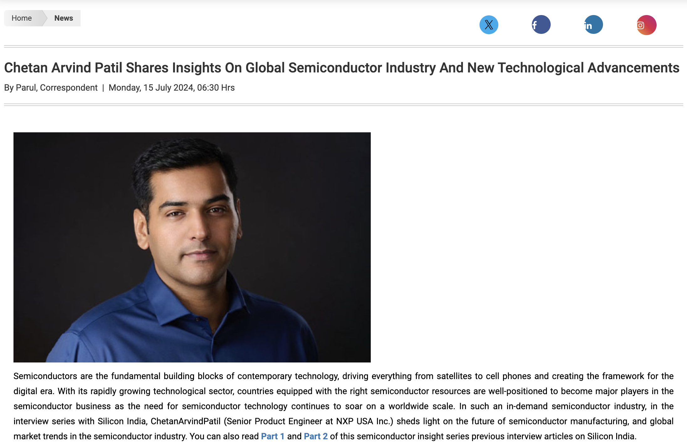 Chetan Arvind Patil Shares Insights On Global Semiconductor Industry And New Technological Advancements