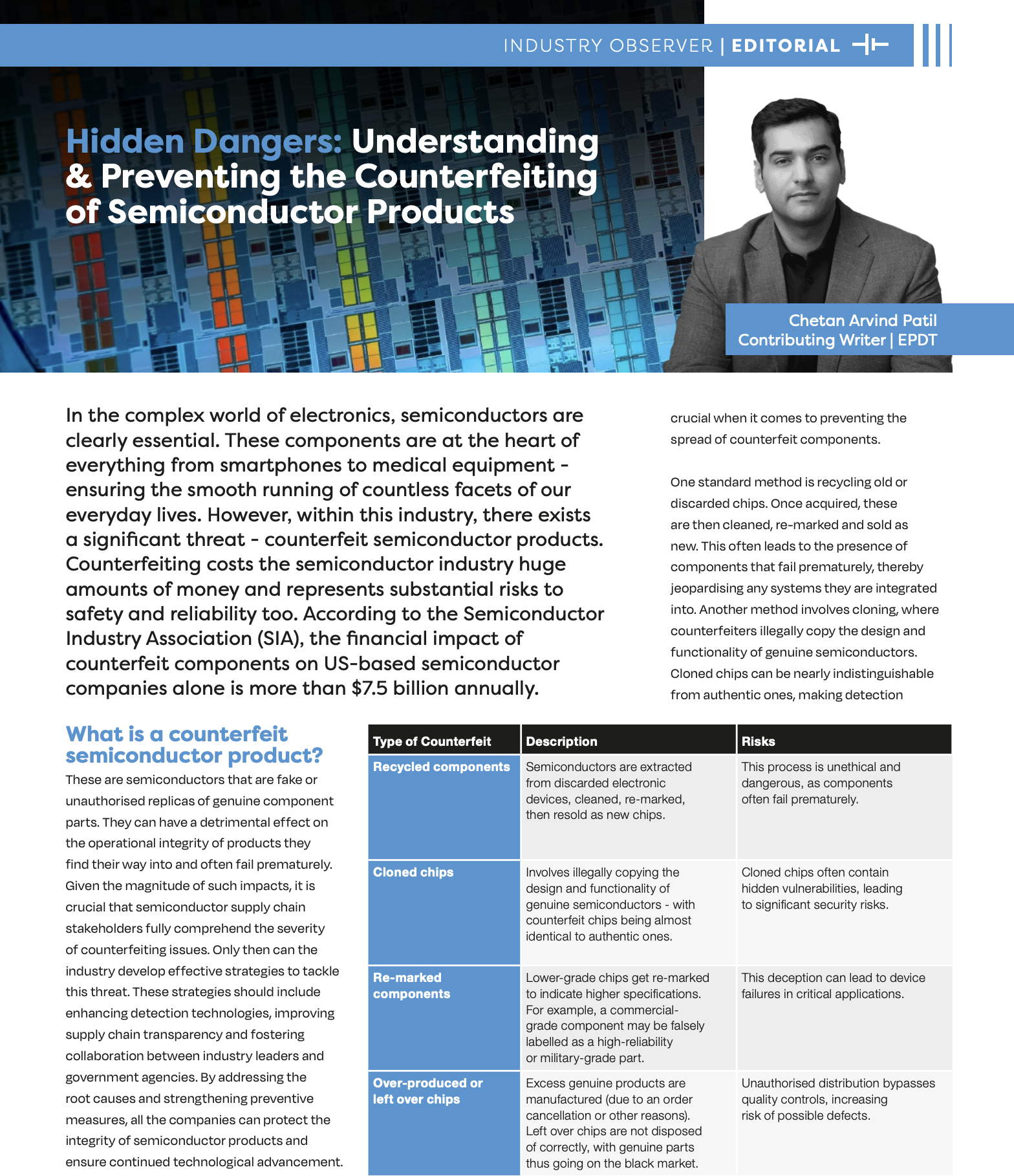 Hidden Dangers: Understanding And Preventing The Counterfeiting Of Semiconductor Products