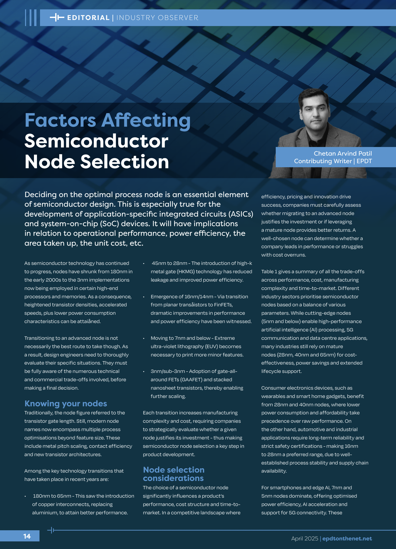 Factors Affecting Semiconductor Node Selection